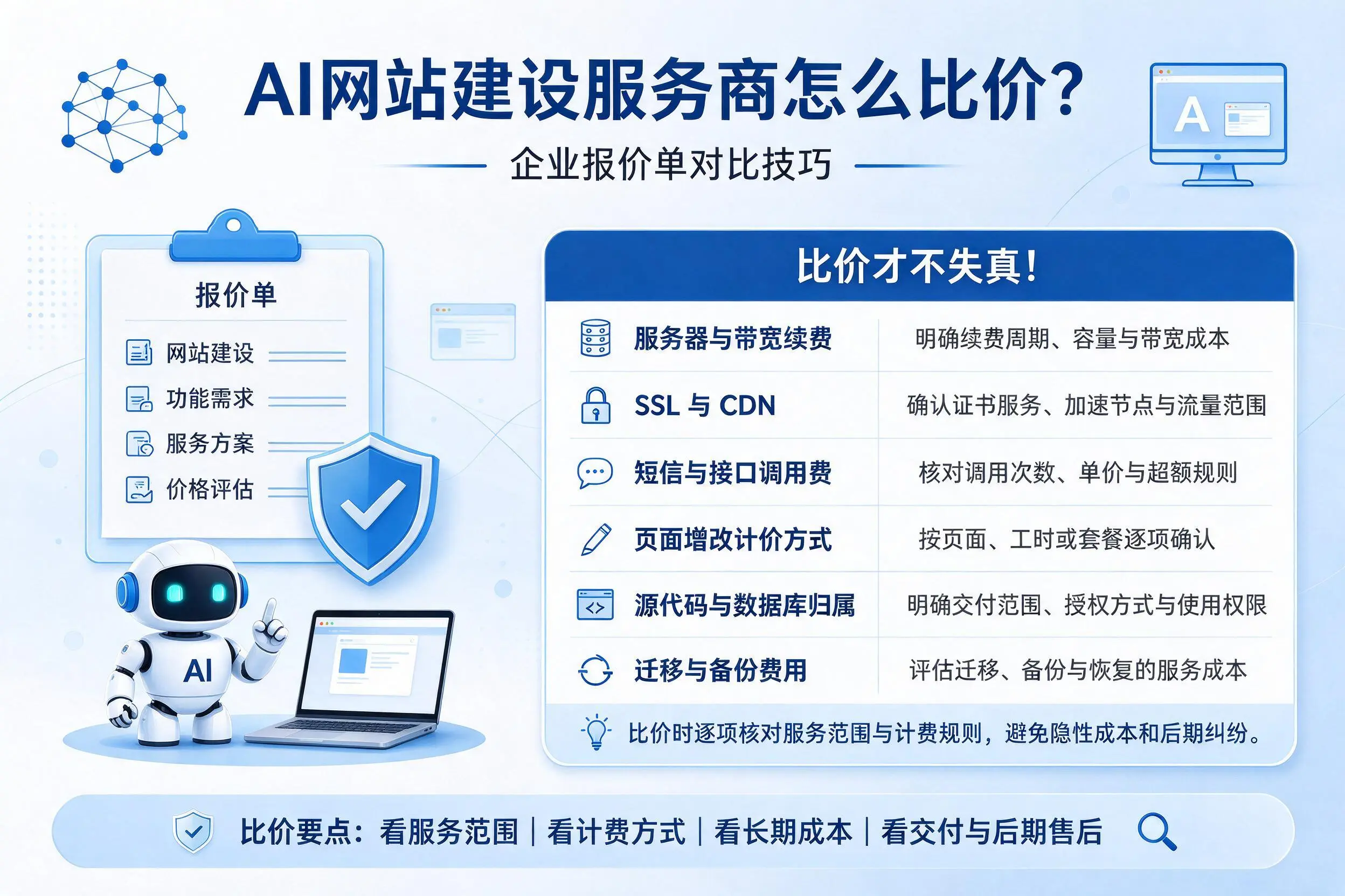 AI网站建设服务商怎么比价？株洲企业报价单对比技巧