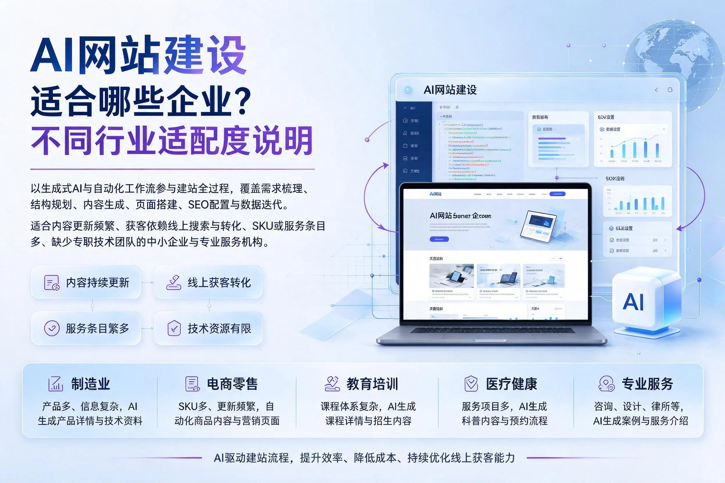 AI网站建设适合哪些企业？株洲不同行业适配度说明